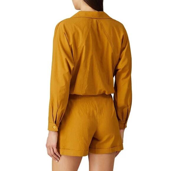 Paradised Valentina Romper Cotton Long Sleeve Button Front Blouson Yellow XL - Picture 2 of 14